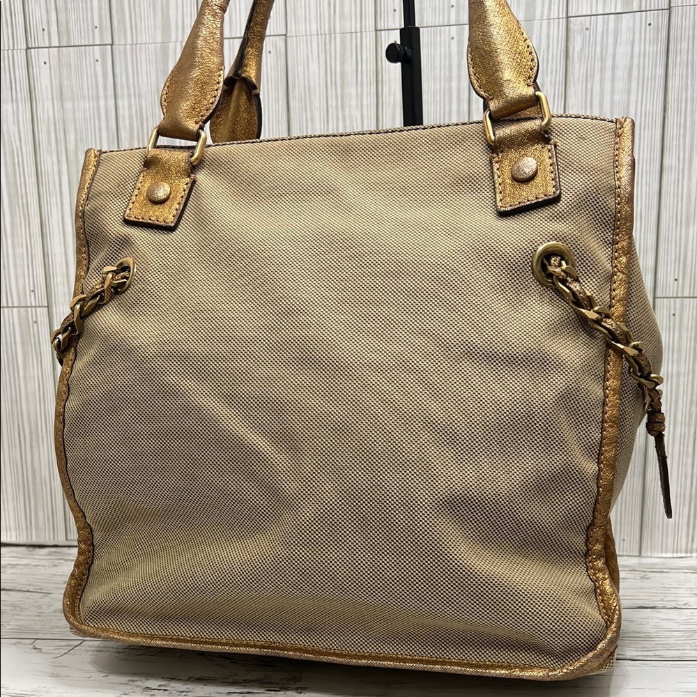 Chloé Gold Metallic Tote Bag Large Logo Shoulder Bag Designer Handbag - Picture 6 of 16